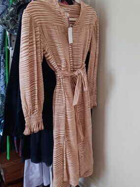 NWT Ulla Johnson Zebra Stripe Cotton Long Sleeve Midi Dress Size 2